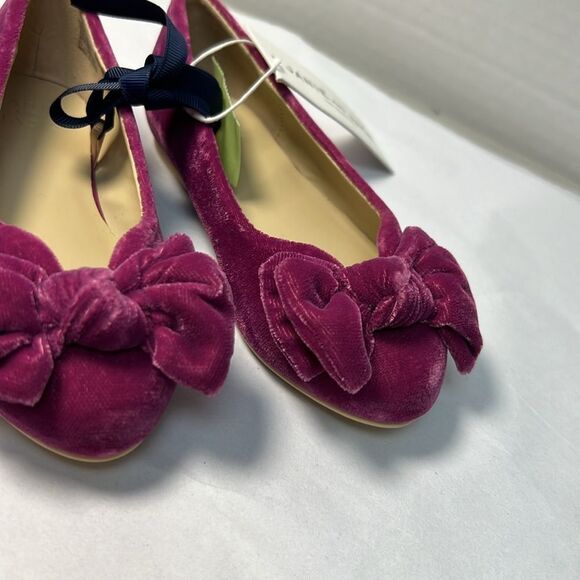 Janie and Jack 100048212 Velvet Bow Ballet Flat Burgundy Raspberry NWT - Picture 4 of 9